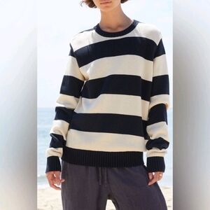 Striped Navy and Cream Men's Sweater